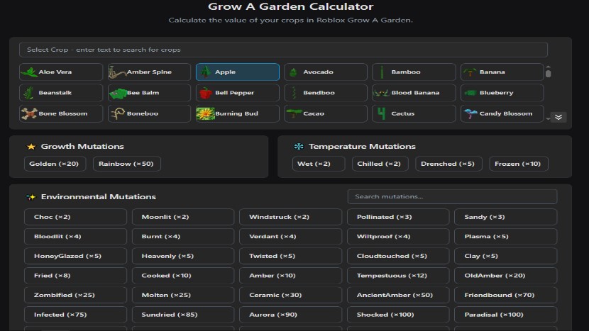 Grow A Garden Calculator screenshot